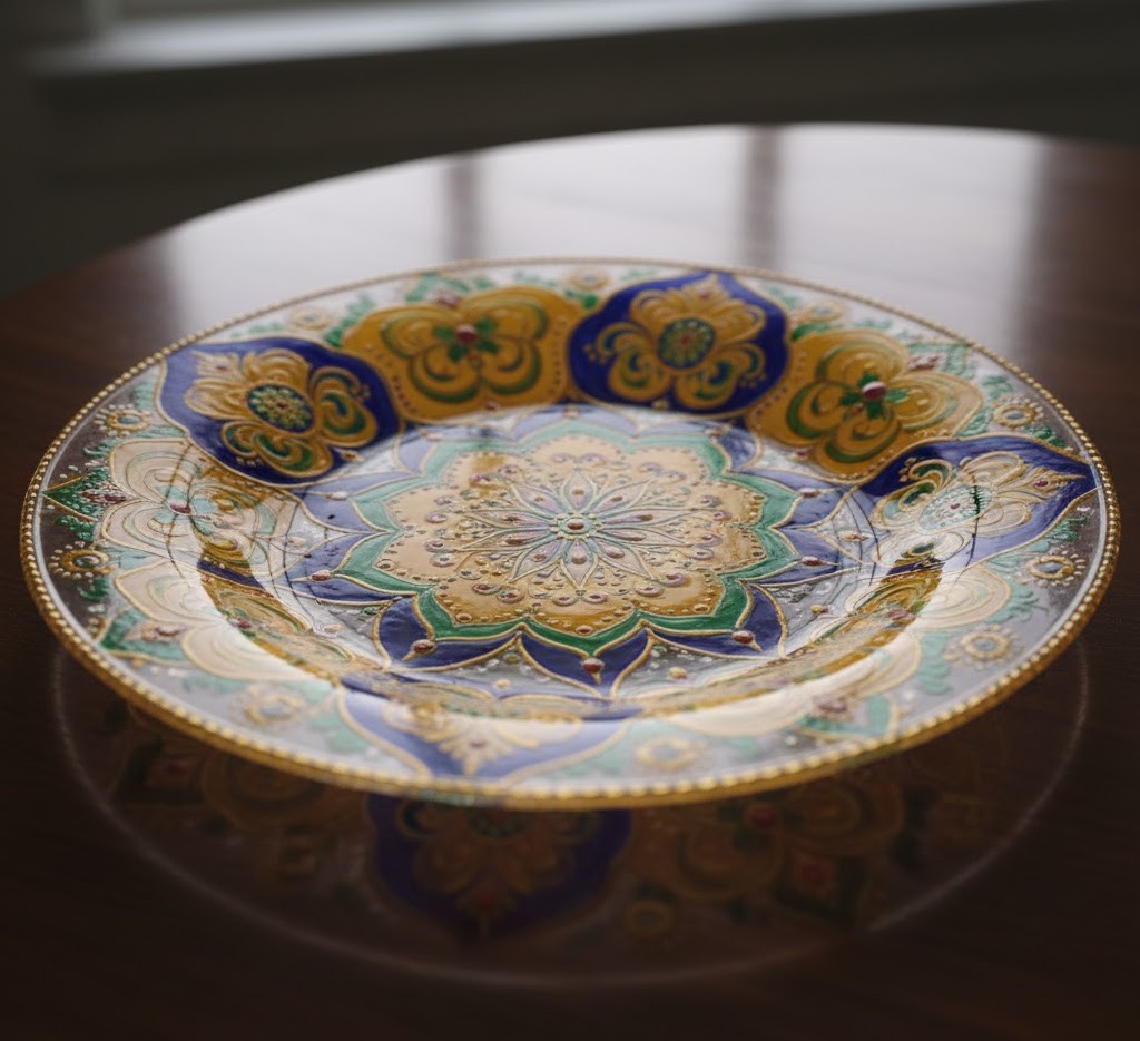 Lasimaalattu lautanen